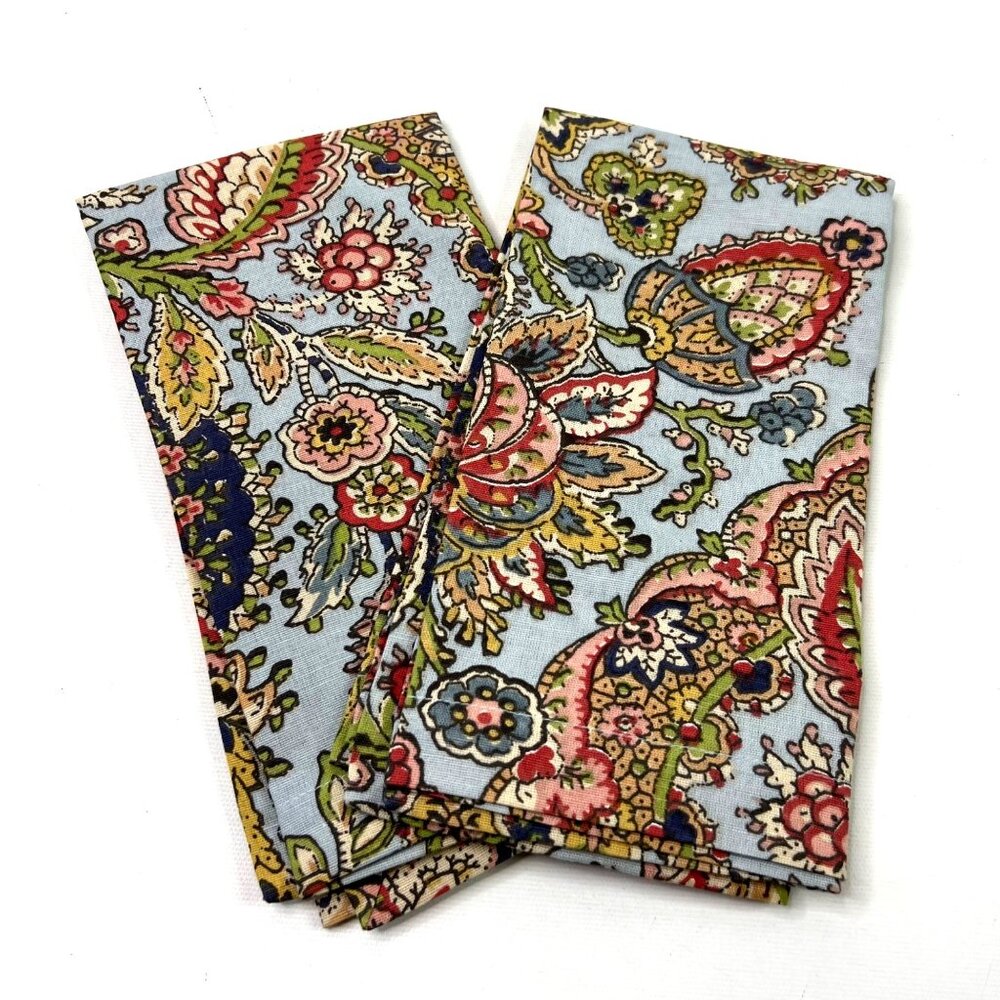 Vintage Florentine Paisley Napkin Set of 2 Hand Crafted Cotton Linen Blend